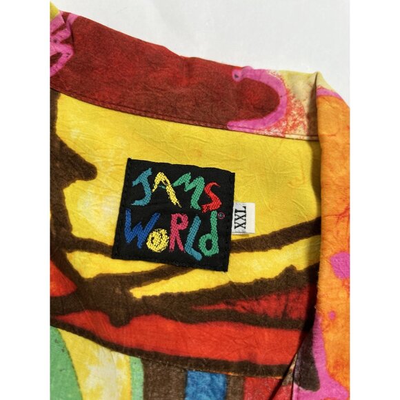 Jams World Vintage Aloha Shirt in Red Abstract Floral - Picture 4 of 4